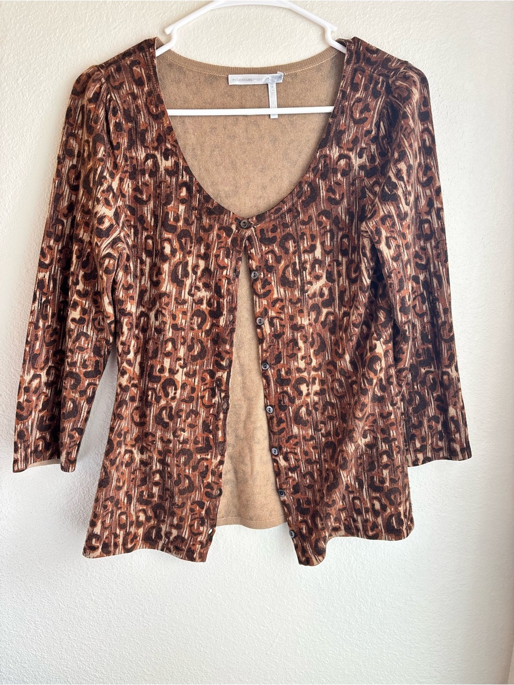 Classiques Entier Leopard Print Cardigan Sweater Size M